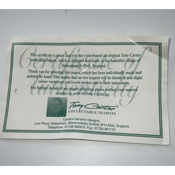 Tony Carter Titanic Teapot With Certificate Of Authenticity - Picture 10 of 12